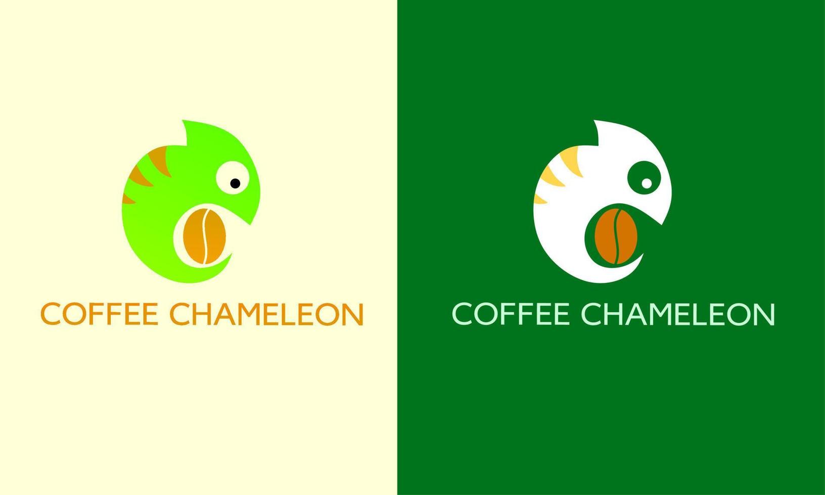 gráfico vectorial de ilustración del camaleón de café con logotipo de plantilla vector