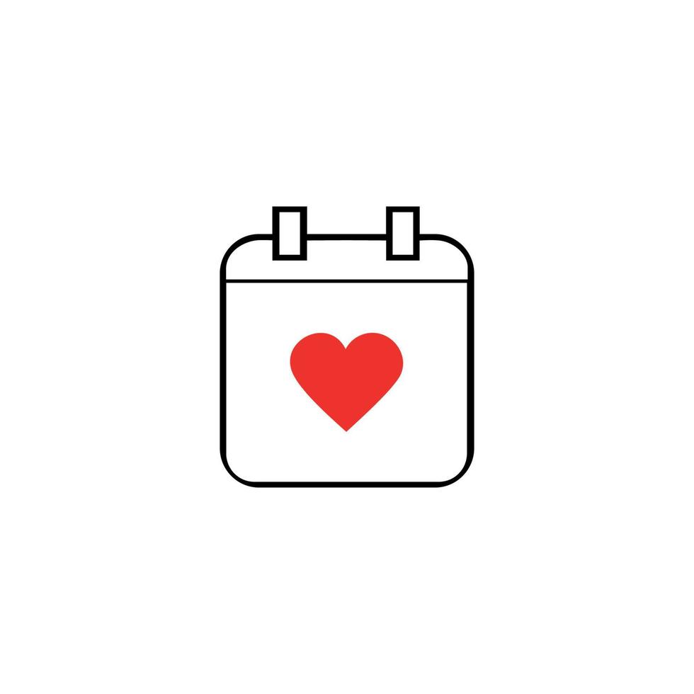 Tear-off calendar with the date February 14 and heart. valentines day flat color icon. vector
