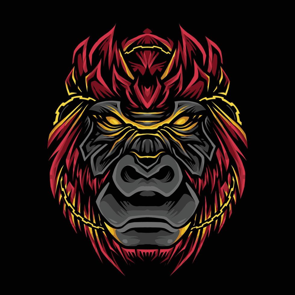 red gorilla head vector illustration