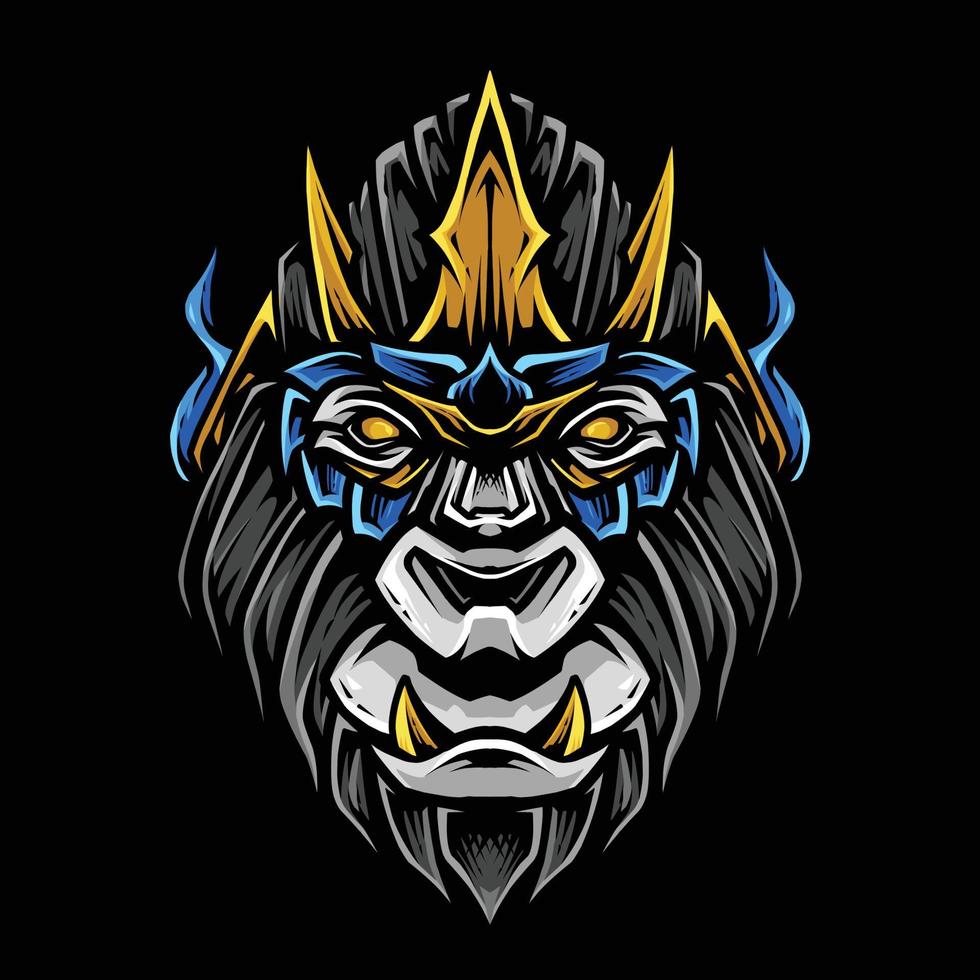 Gorilla king head vector illustration