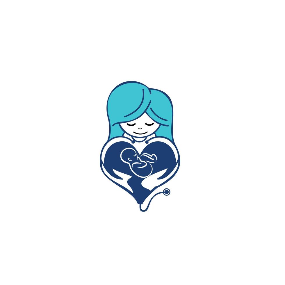 woman pregnant logo, mother care icon, Vector illustration on white background