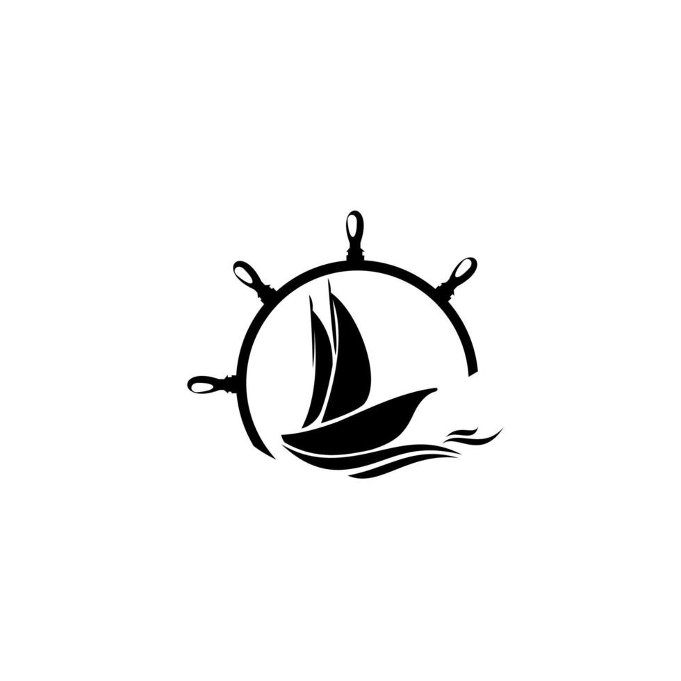 Ship logo, design logo concept of shipping freight services, Old trading ship from wood strongly sail explore the ocean vector