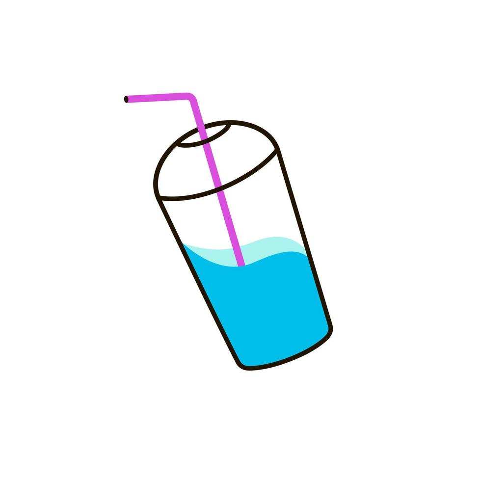 Plastic cup with straw and cap for cocktail and juice vector
