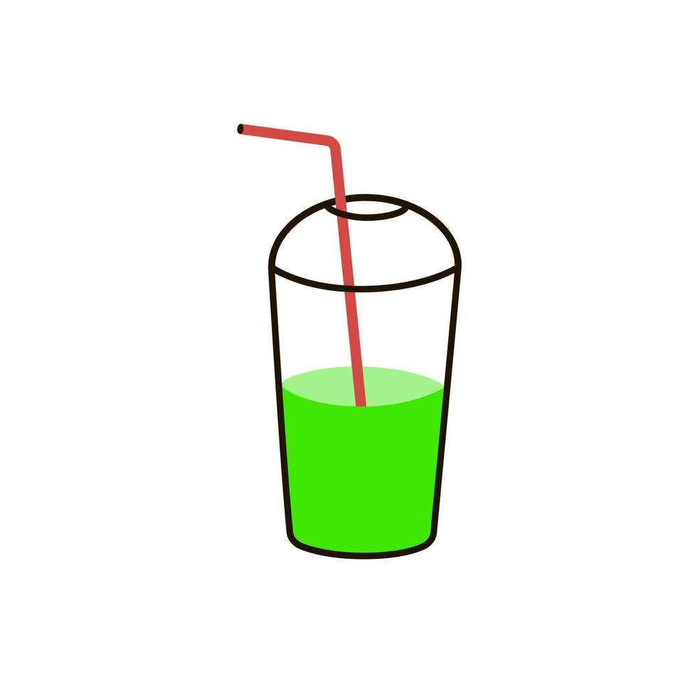 Plastic cup for cocktail and juice with straw vector