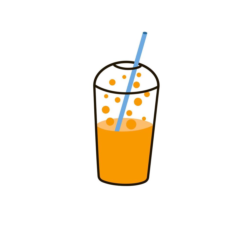 vaso de plástico para cóctel y jugo con tapa vector