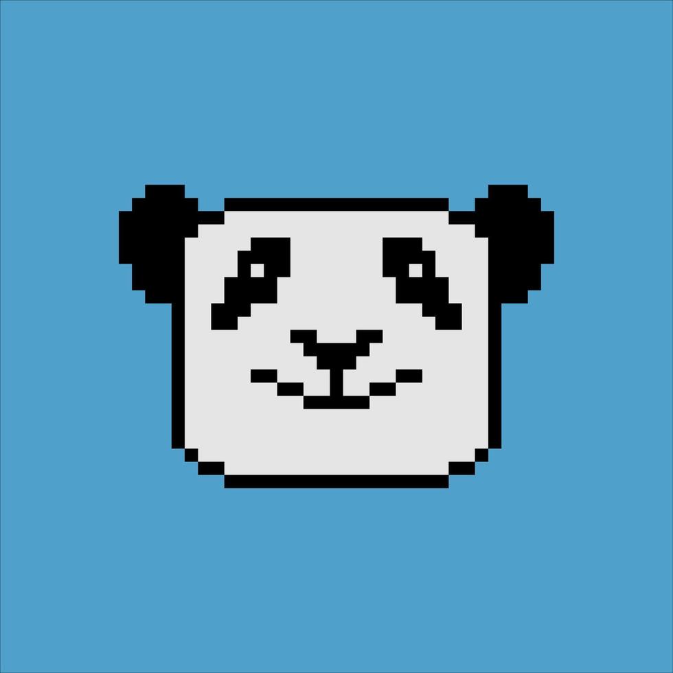 Panda head with pixel art. Vector illustration.