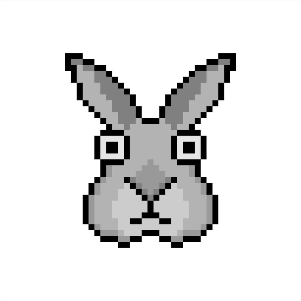 Bunny head with pixel art. Vector illustration.