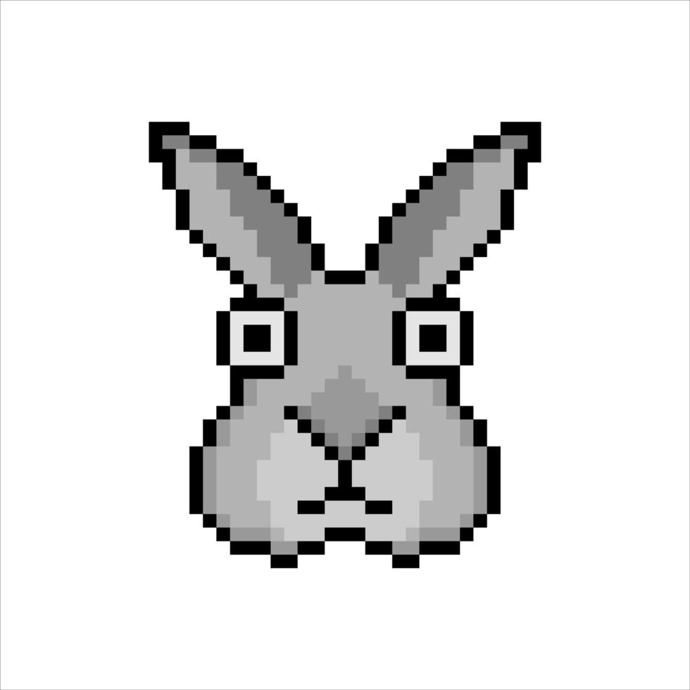 Bunny head with pixel art. Vector illustration.