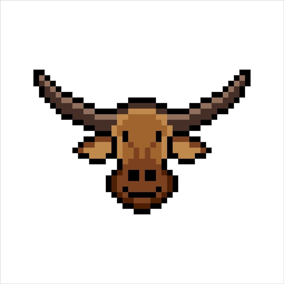 Bull head with pixel art. Vector illustration.