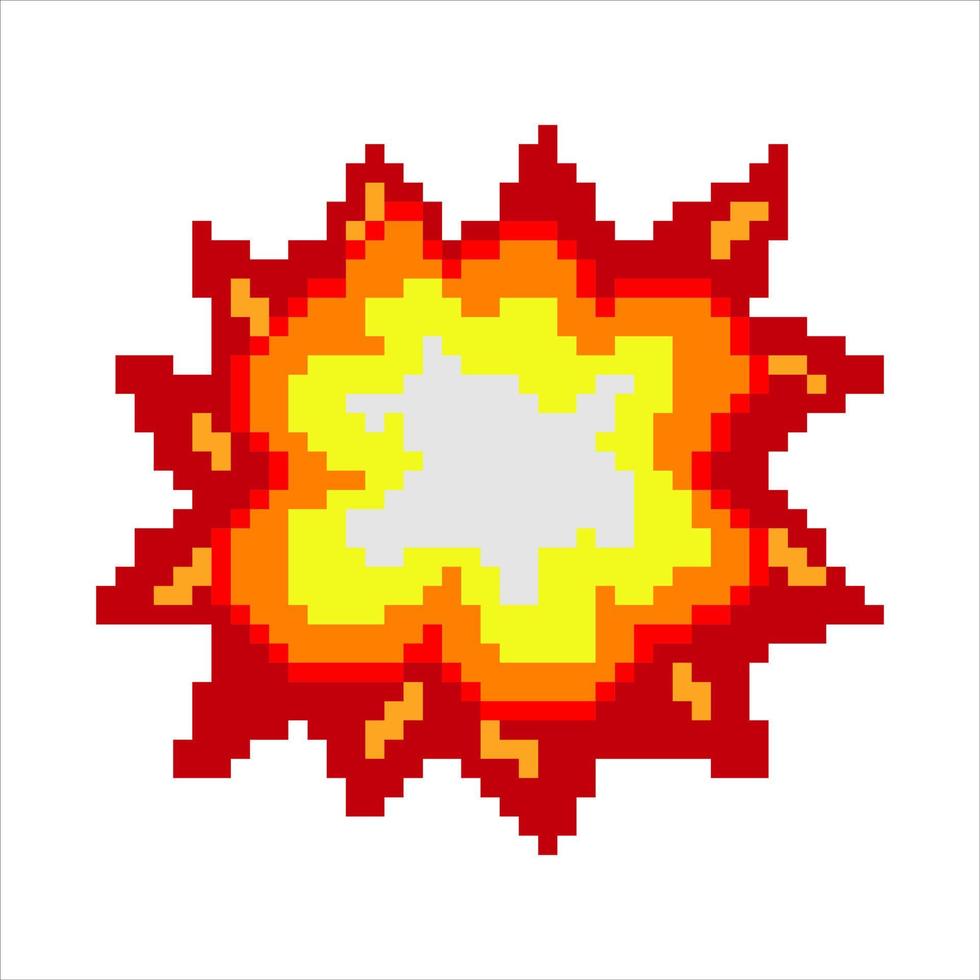 Explosion with pixel art. Vector illustration.