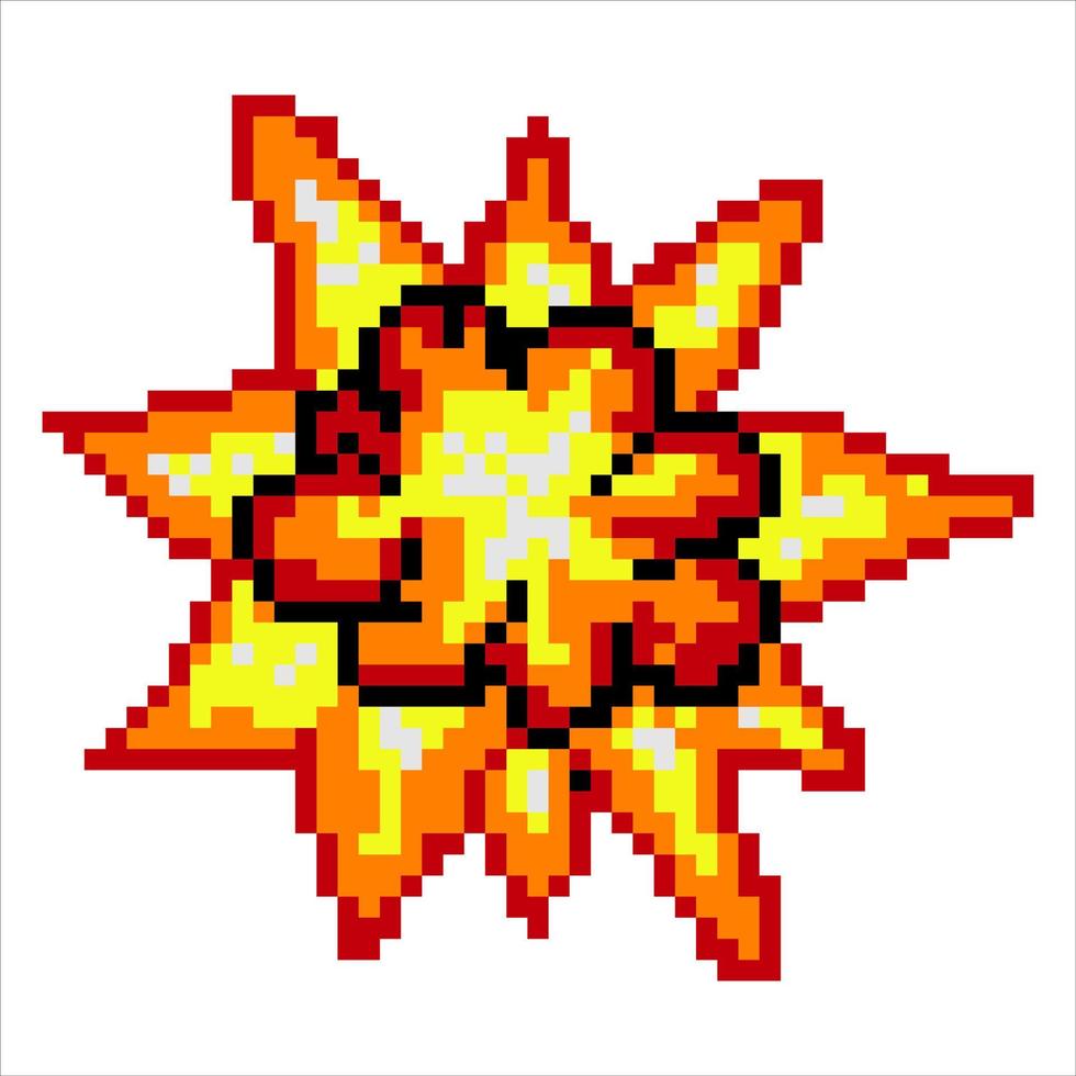 Explosion with pixel art. Vector illustration.