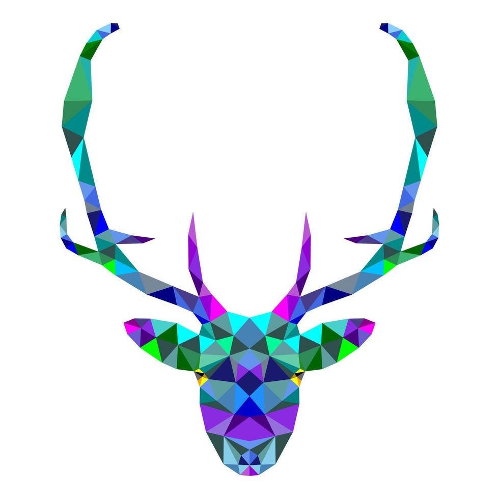 Deer vector illustration with low poly art design on white background.