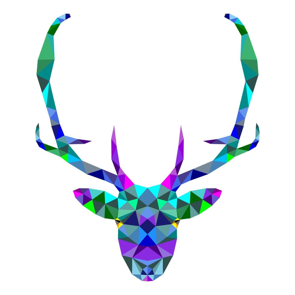 Deer vector illustration with low poly art design on white background.