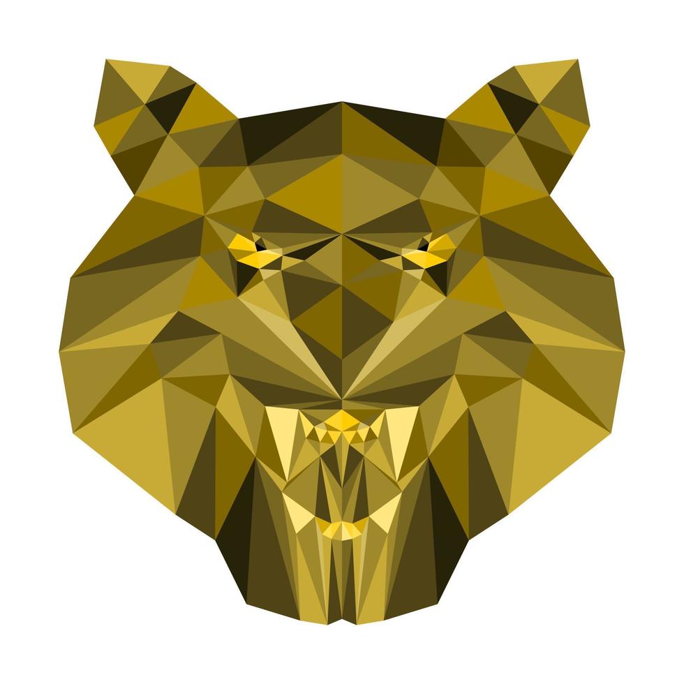 Angry tiger face low poly vector illustration on white background.