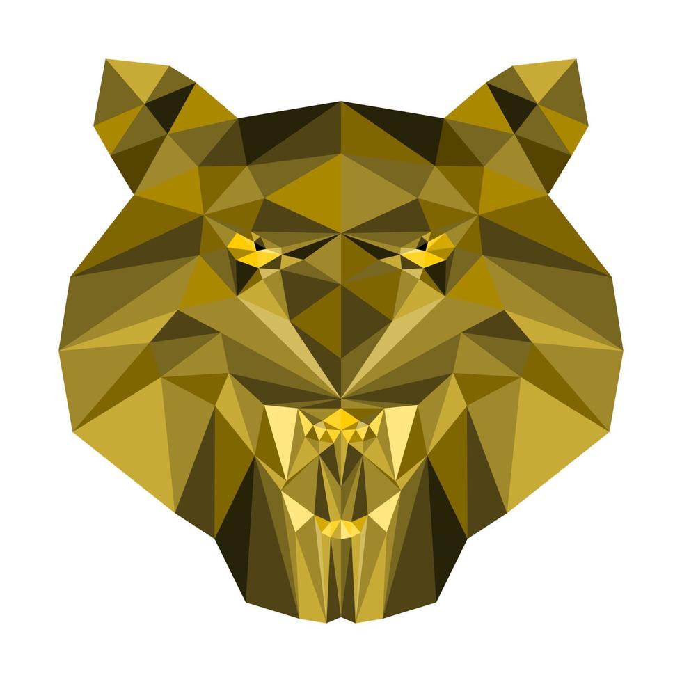 Angry tiger face low poly vector illustration on white background.