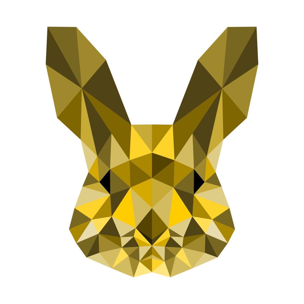 Rabbit head portrait with low poly design on white background. vector