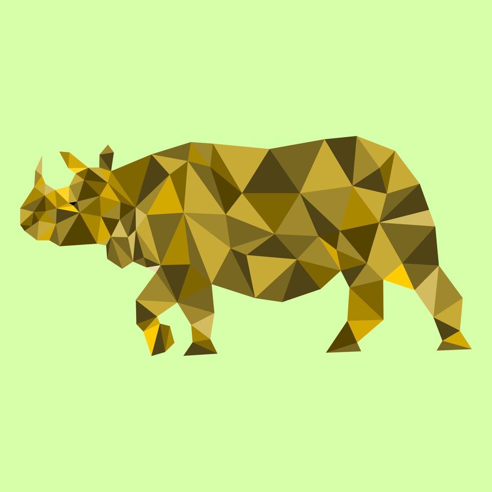 Rhino vector illustration with low poly design on white background.