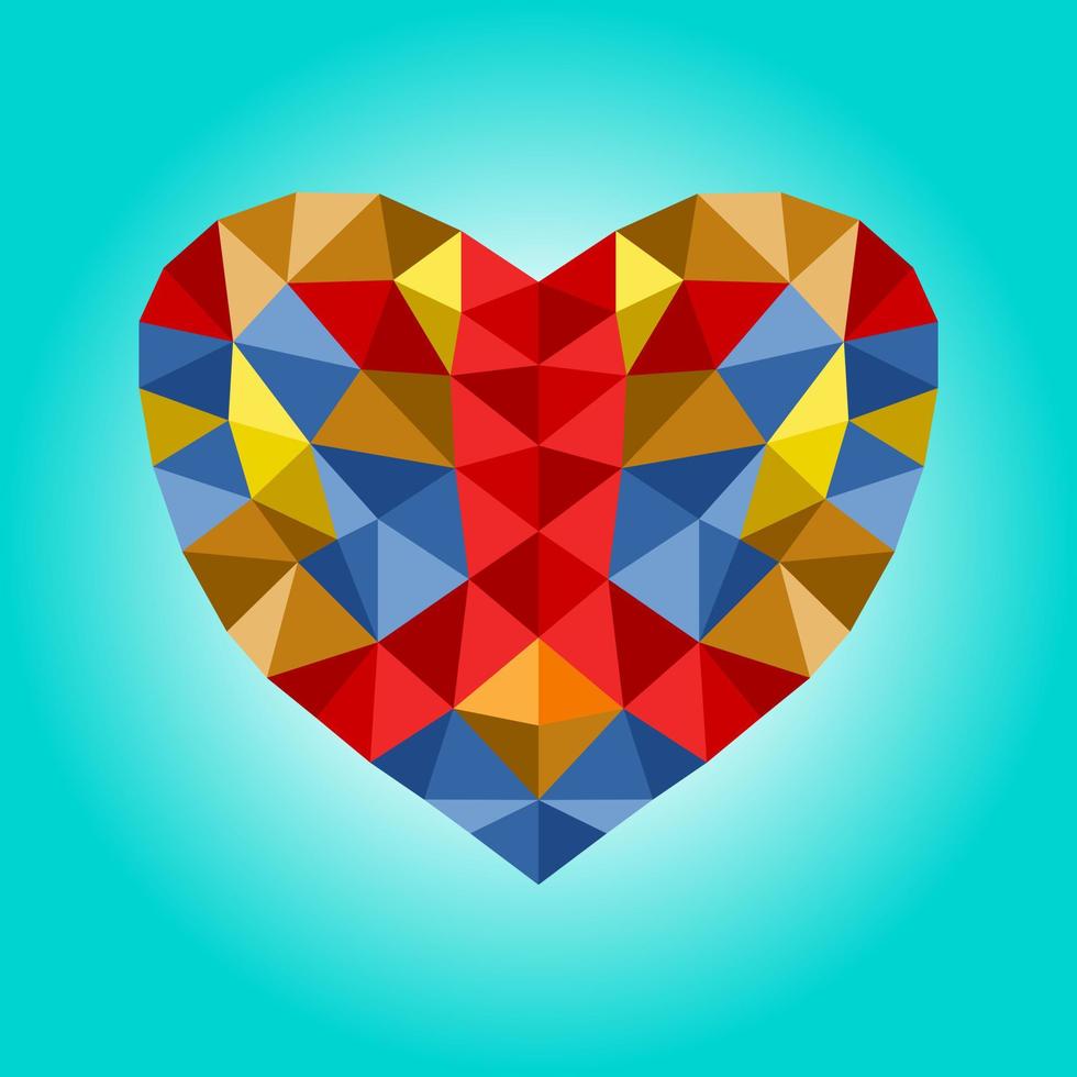 Heart with low poly art. Peace love symbol. Vector illustration.