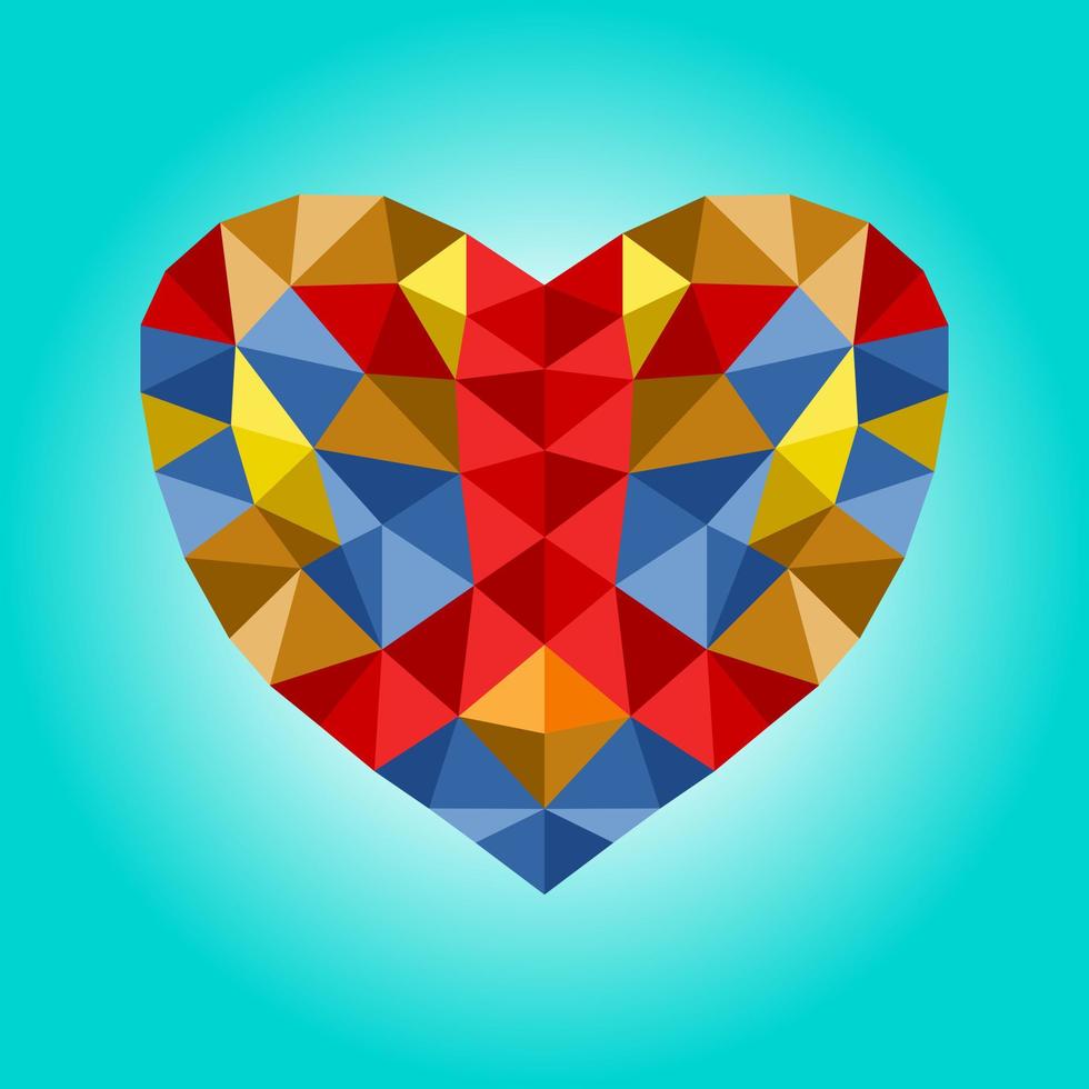 Heart with low poly art. Peace love symbol. Vector illustration.