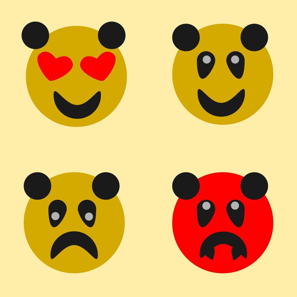 Emoticon with  panda face head. Vector illustration.