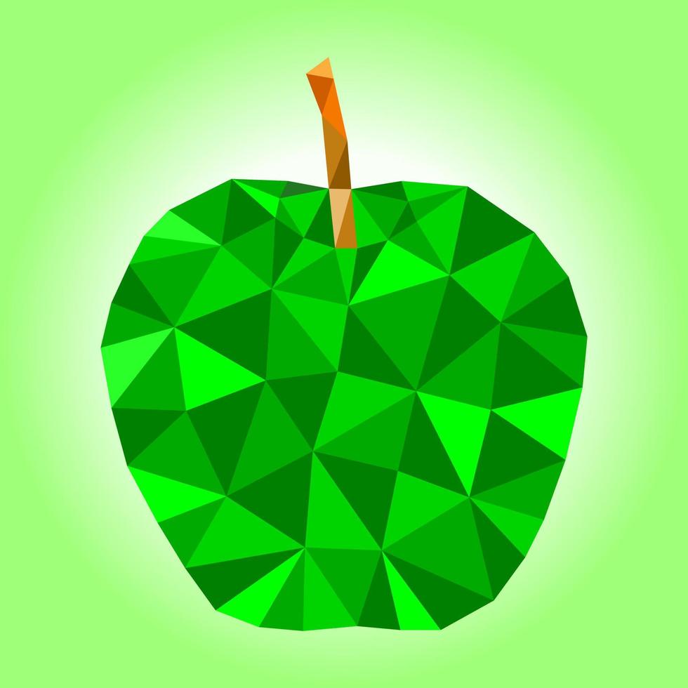 Apple with low poly art. Vector illustration.