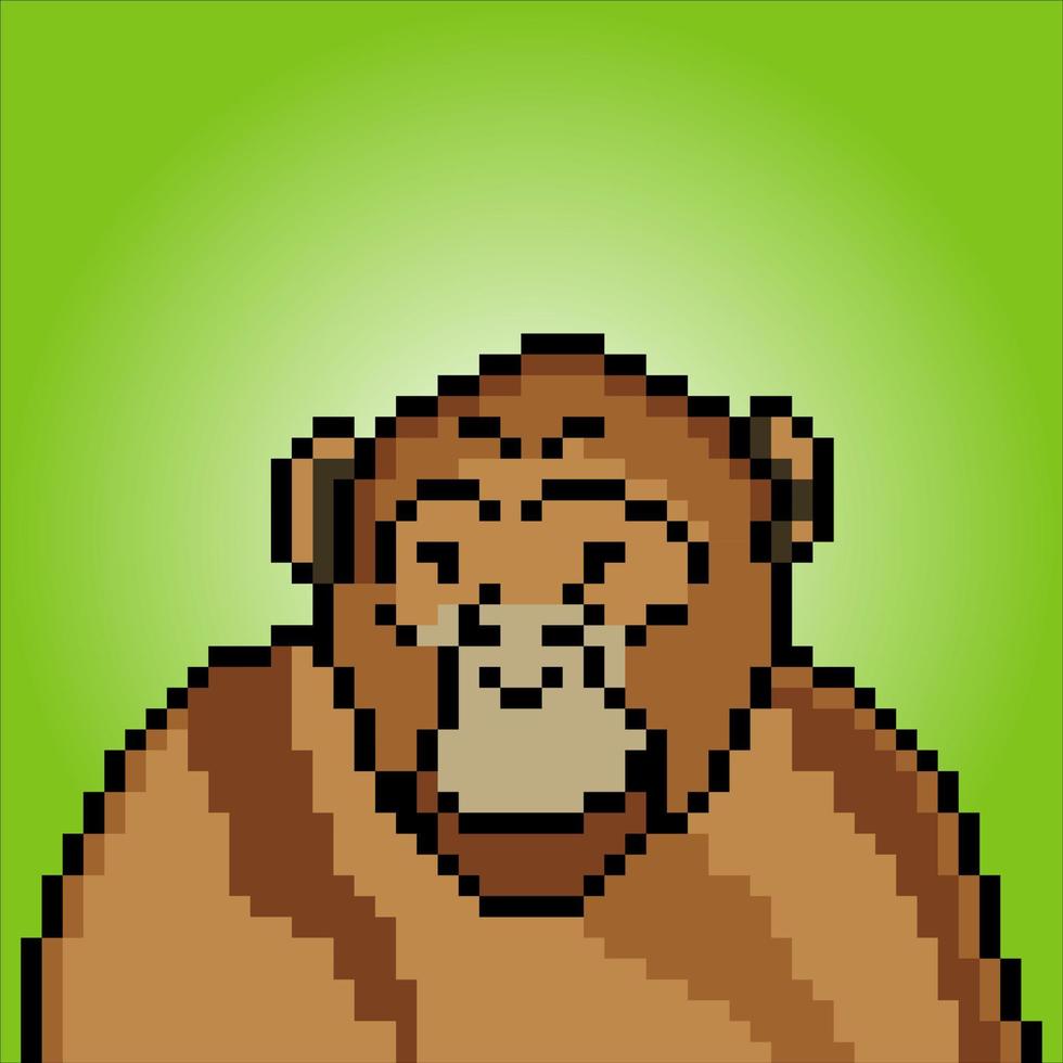 Ape vector illustration with pixel art.