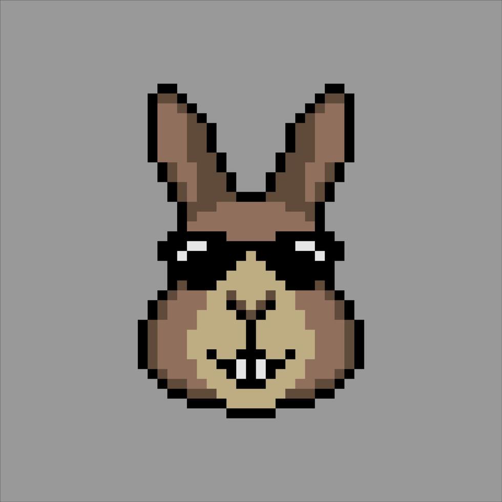 Bunny head with pixel art. Vector illustration.