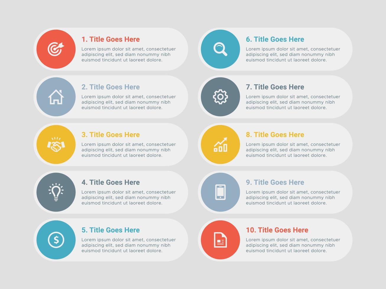 plantilla de diseño de infografía empresarial de presentación simple y limpia con 10 barras de opciones vector