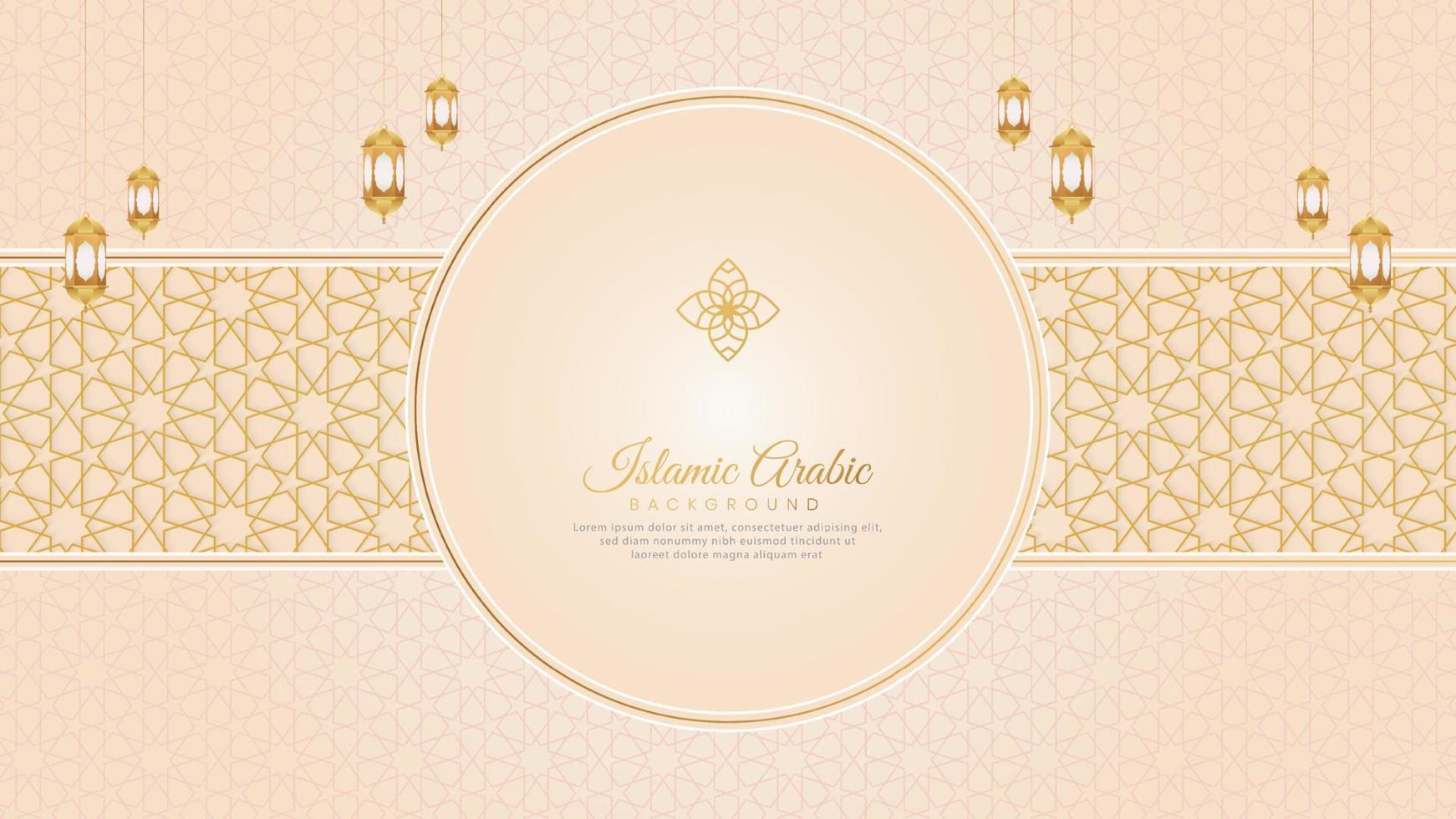 Islamic Arabic White Luxury Pattern Background With Beautiful Ornament and Lanterns vector