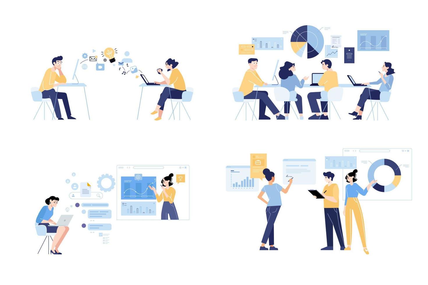 Set of business people concept illustrations. Flat design style vector for graphic and web design, business presentation and marketing material.