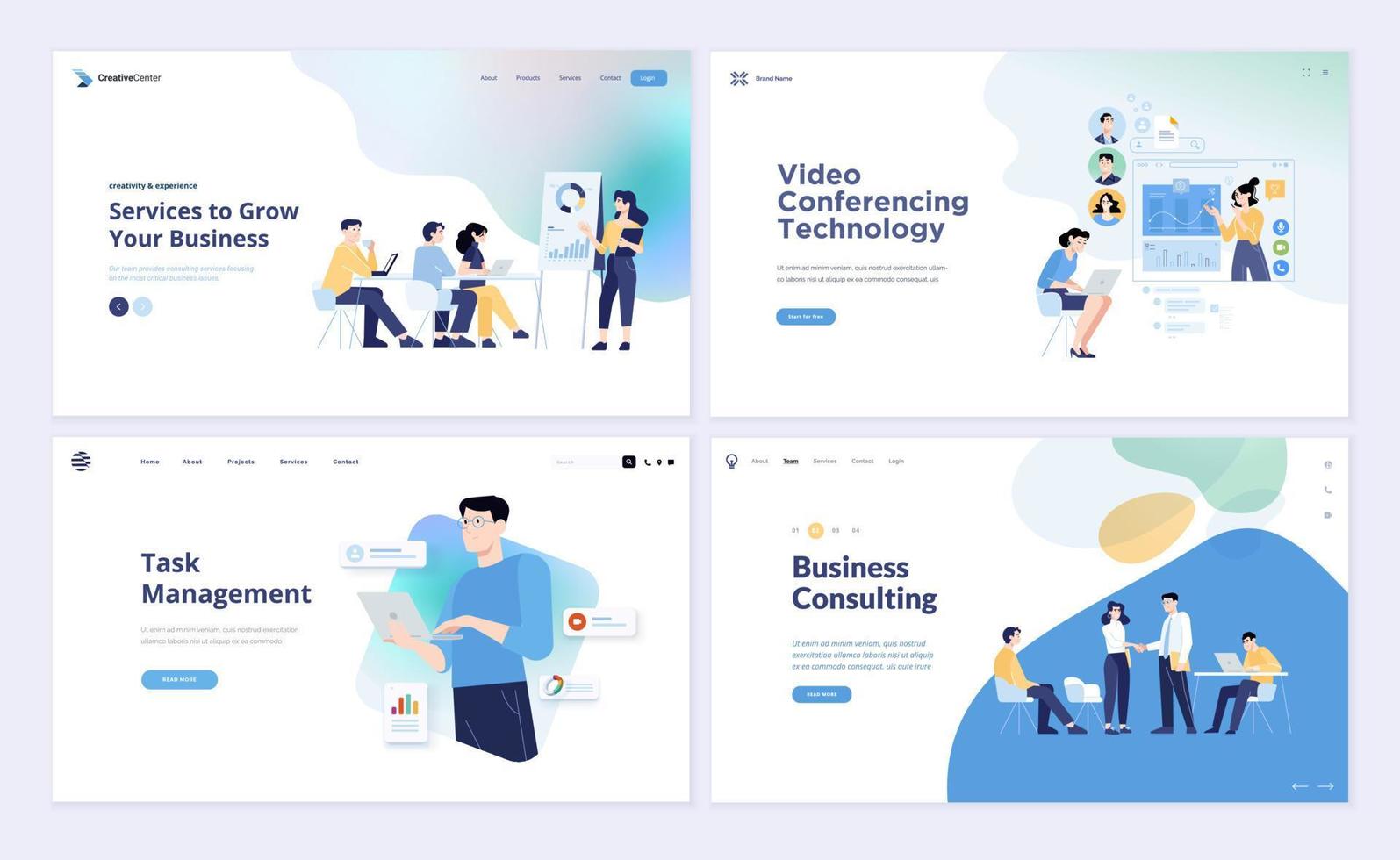 Set of web page design templates vector