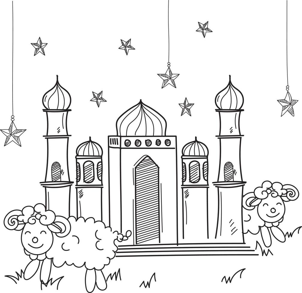 EID ADHA RAMADAN MUBARAK LINE ART VECTOR