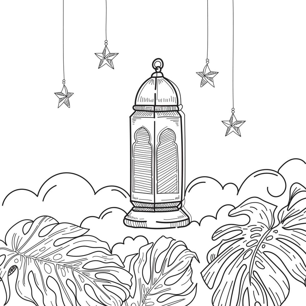 EID ADHA RAMADAN MUBARAK LINE ART VECTOR