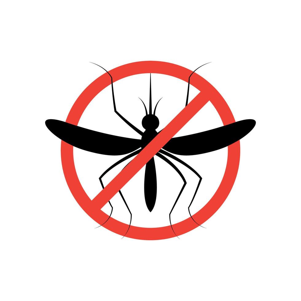 icono de señal de parada de mosquito aislado sobre fondo blanco vector