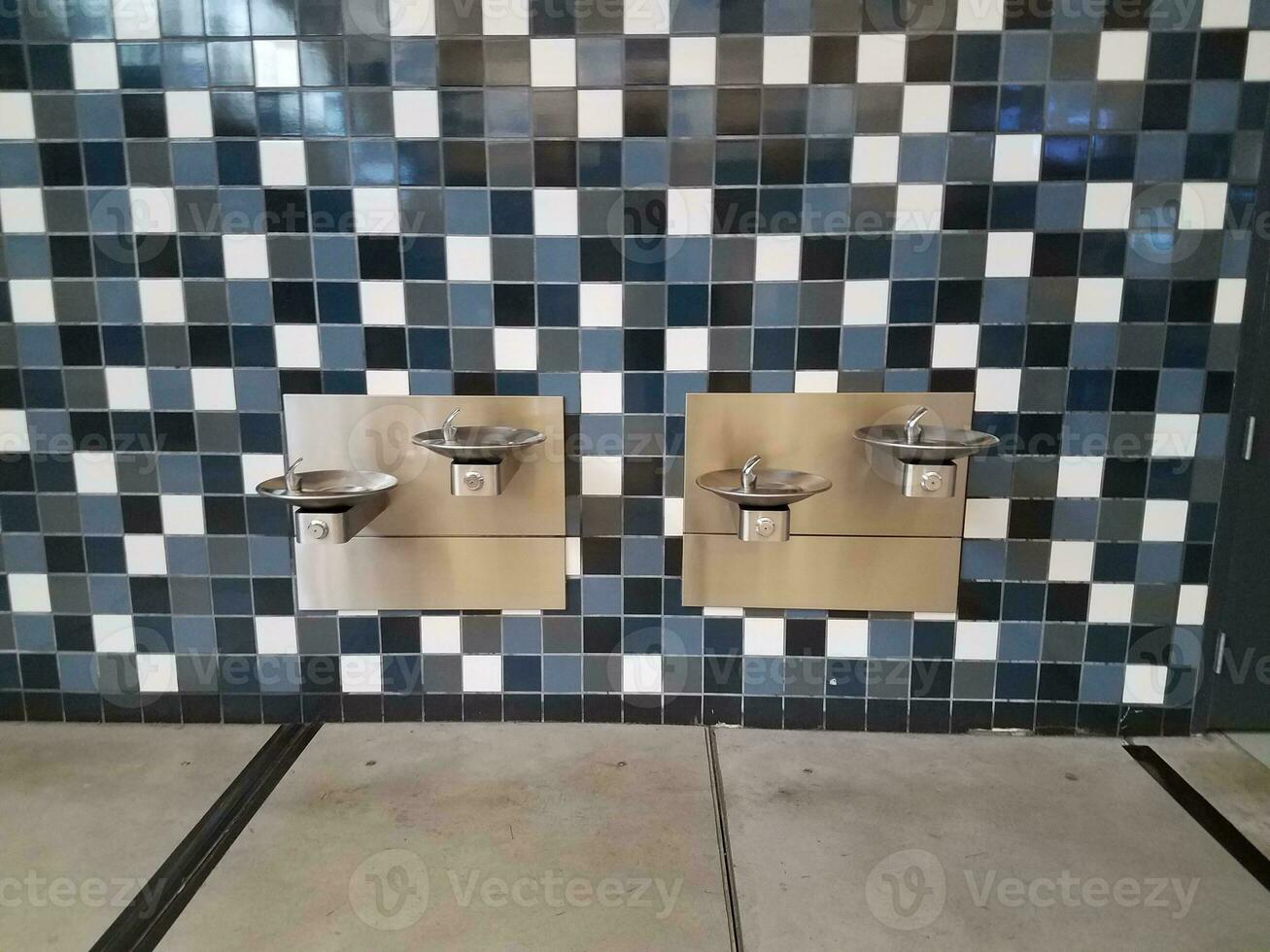 blue and white tile and water fountains photo