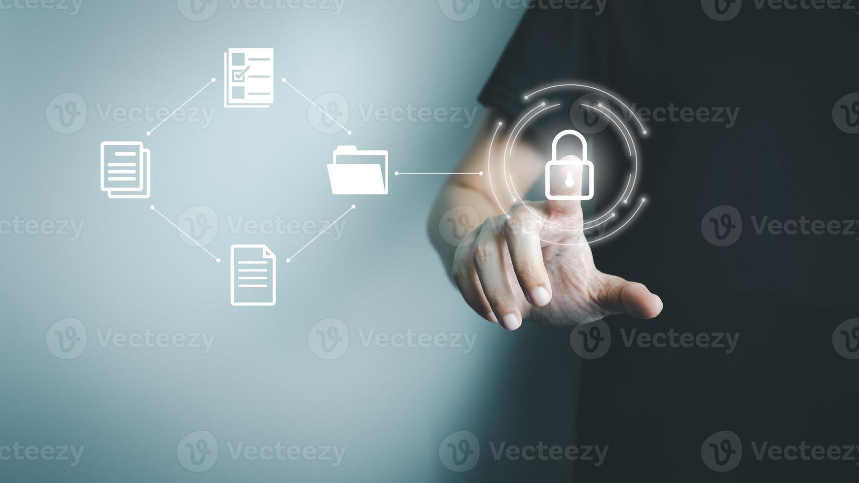 Document Management System DMS, Online document database management, Organization document Organized, automated processes to manage files, ERP enterprise efficient, business technology. photo