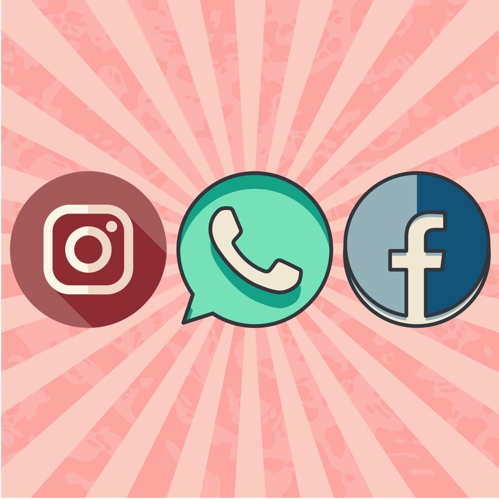 Social Media vintage Icons free vector