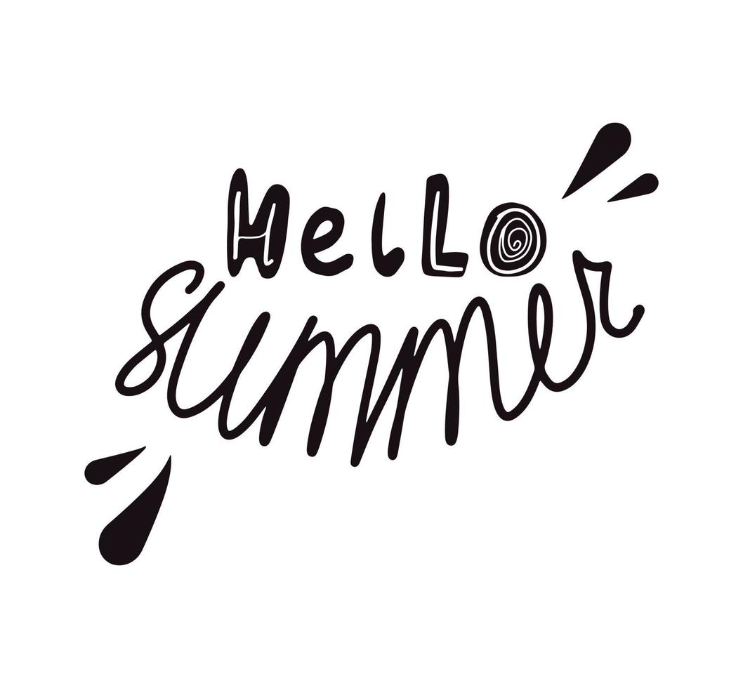 Hello Summer lettering. Hand drawn vector text for print, t-shirt, poster, typography inspiration design