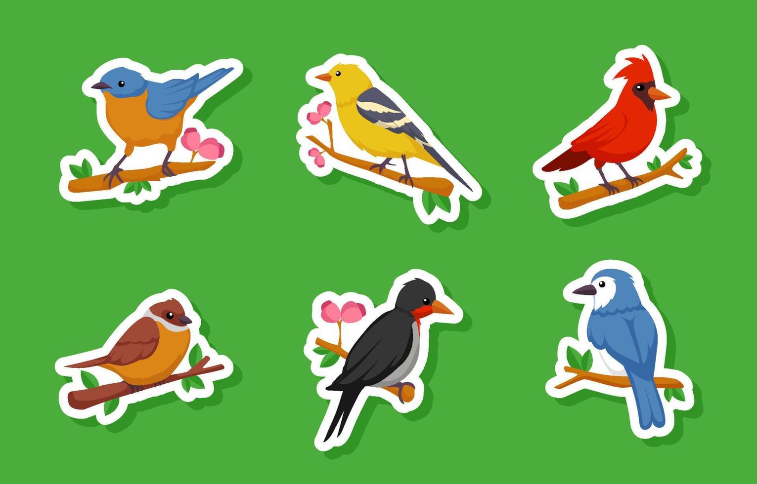 Bird Sticker Set Template vector