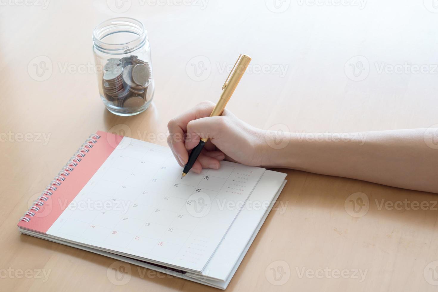 Hand writing in calendar plan concept. 8203565 Stock Photo at Vecteezy