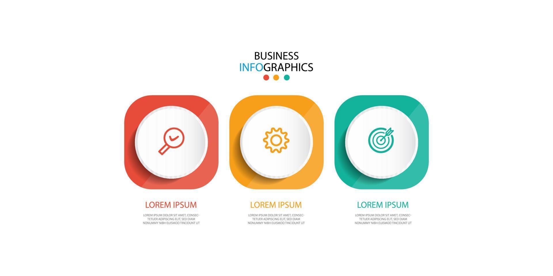 Modern business Infographic design template Vector with icons and 3 options or steps. Can be used for process diagram, presentations, workflow layout, banner, flow chart, info graph