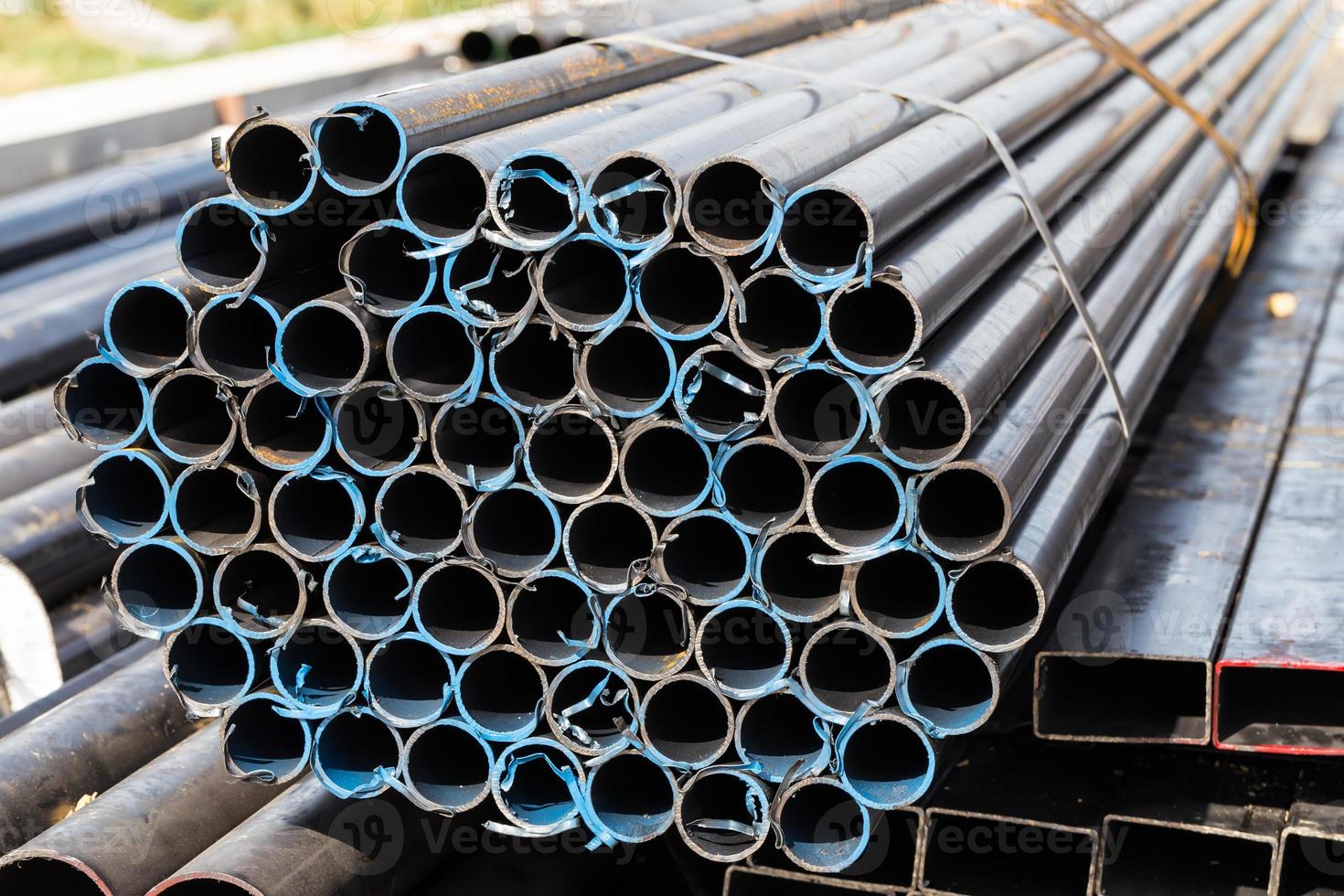 Stack of steel pipes photo