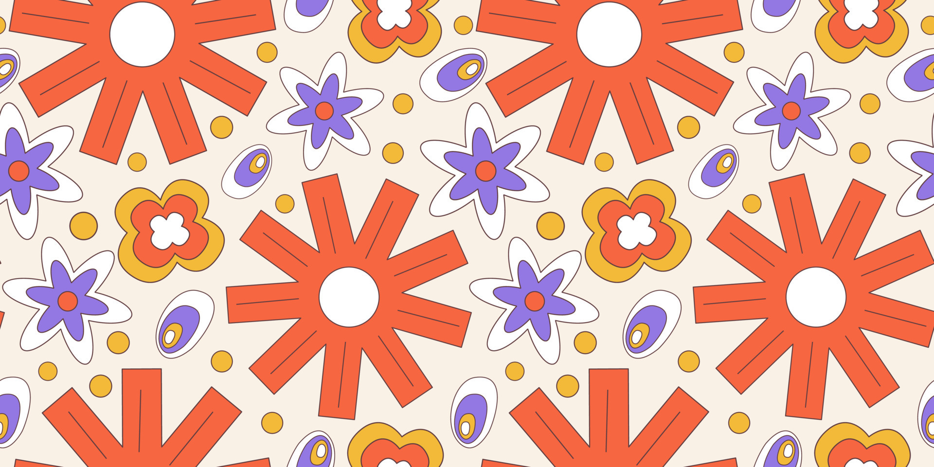 Seamless pattern with retro flowers 70. Psychedelic groovy geometric  pattern with flowers. Daisy for hippie background. Flat vector  illustration. Psychedelic wallpaper. 8203816 Vector Art at Vecteezy