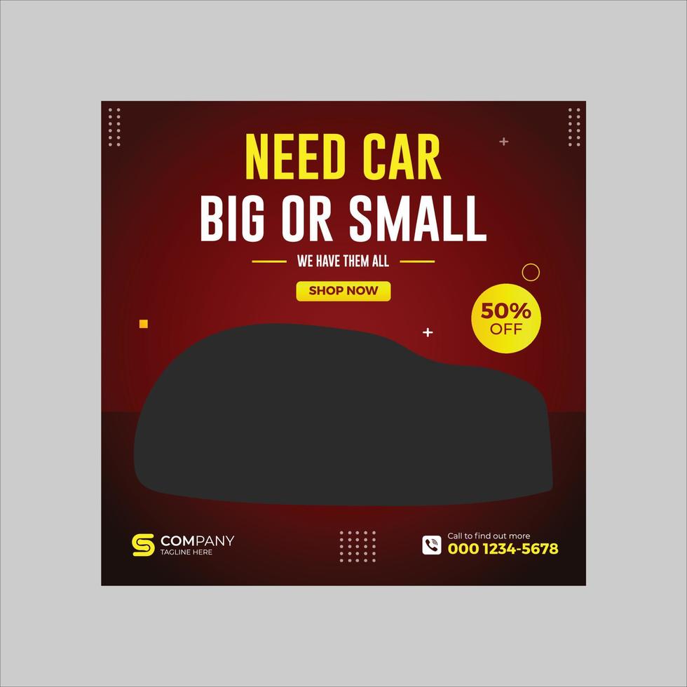 Need Car Big or Small Social Media Post vector