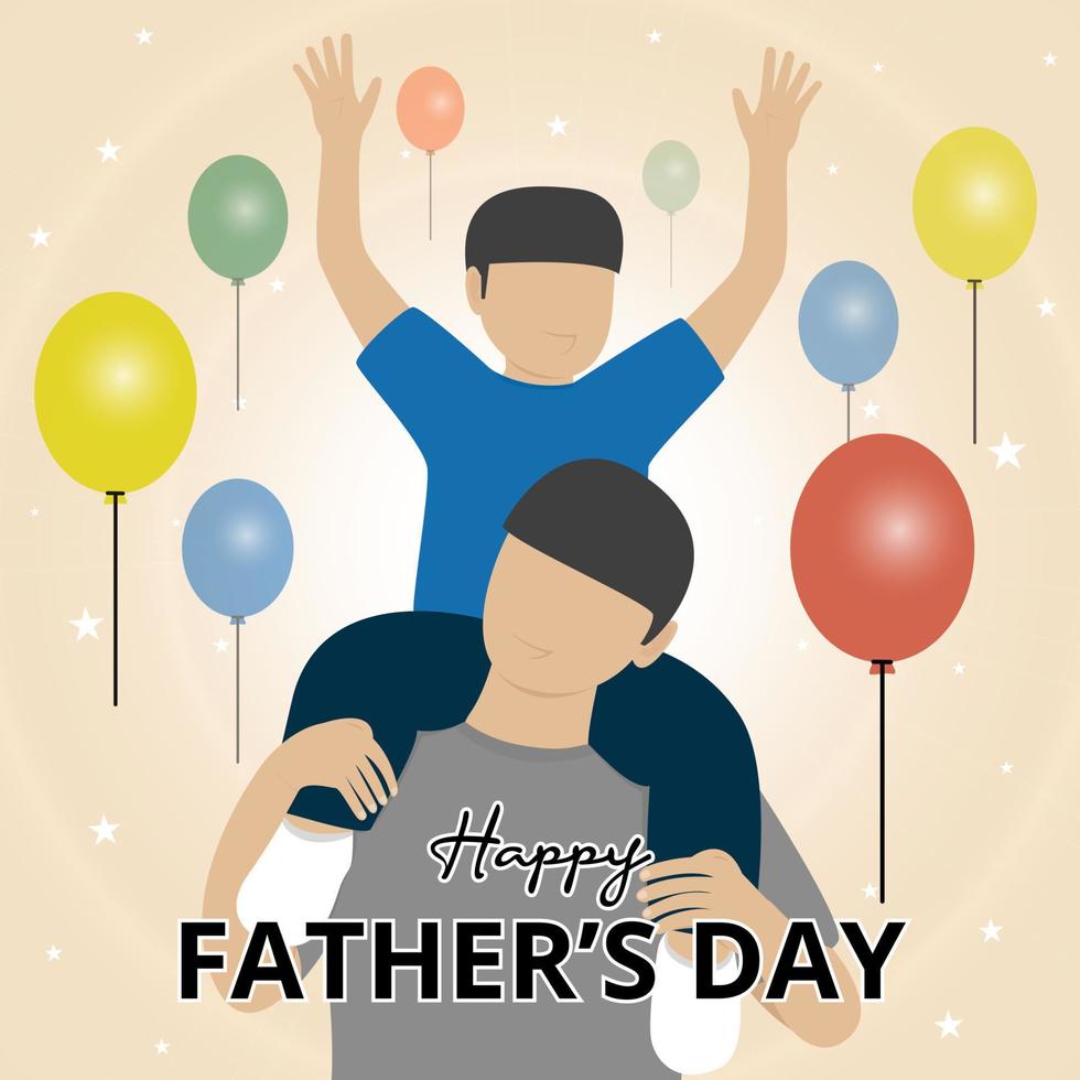 Happy fathers day background with a father holding his son vector