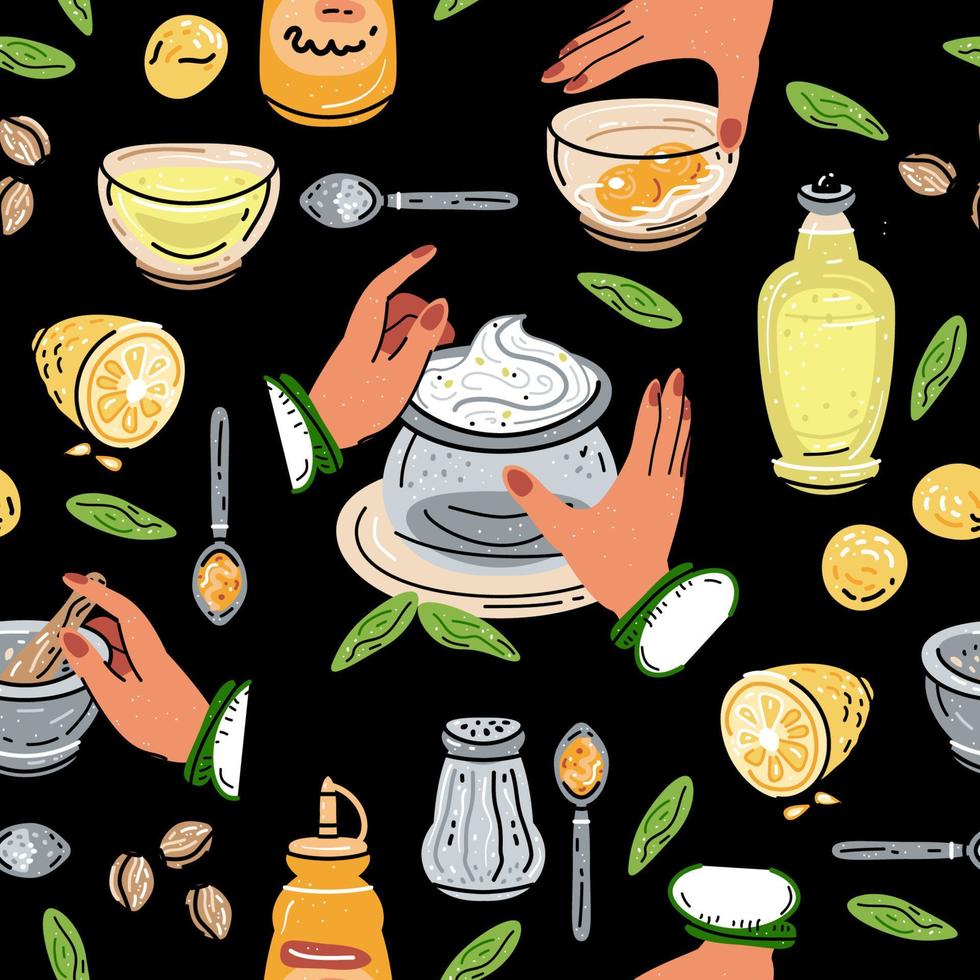 Colored seamless pattern of food and drink. For the menu vector