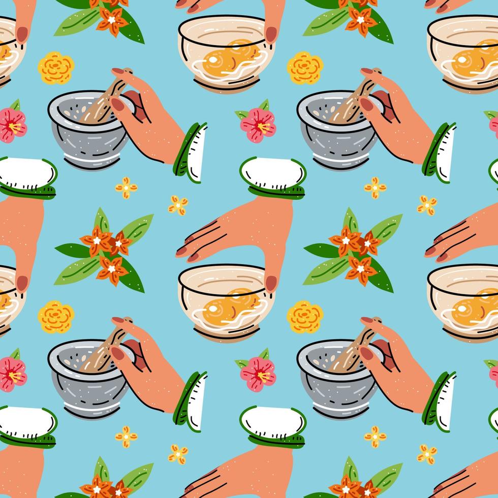 Colored seamless pattern of food and drink. For the menu vector