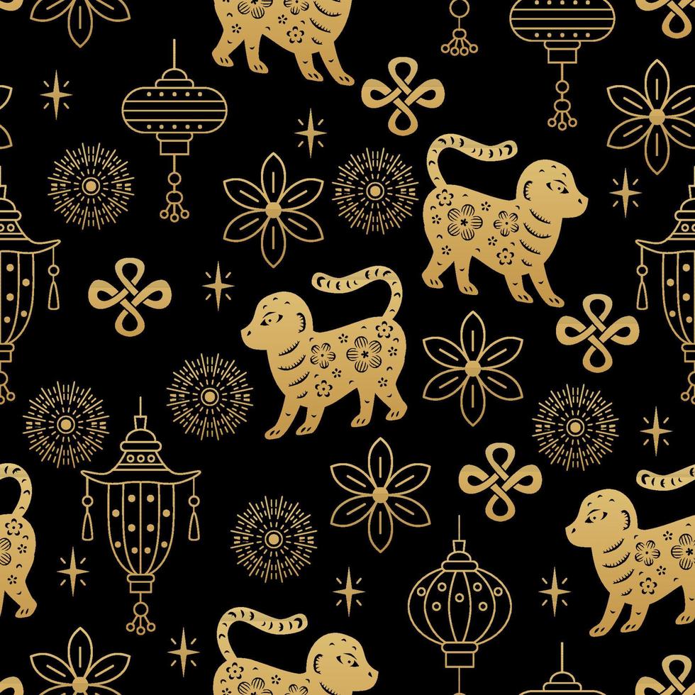 Chinese traditional Zodiac signs monkey seamless pattern. vector