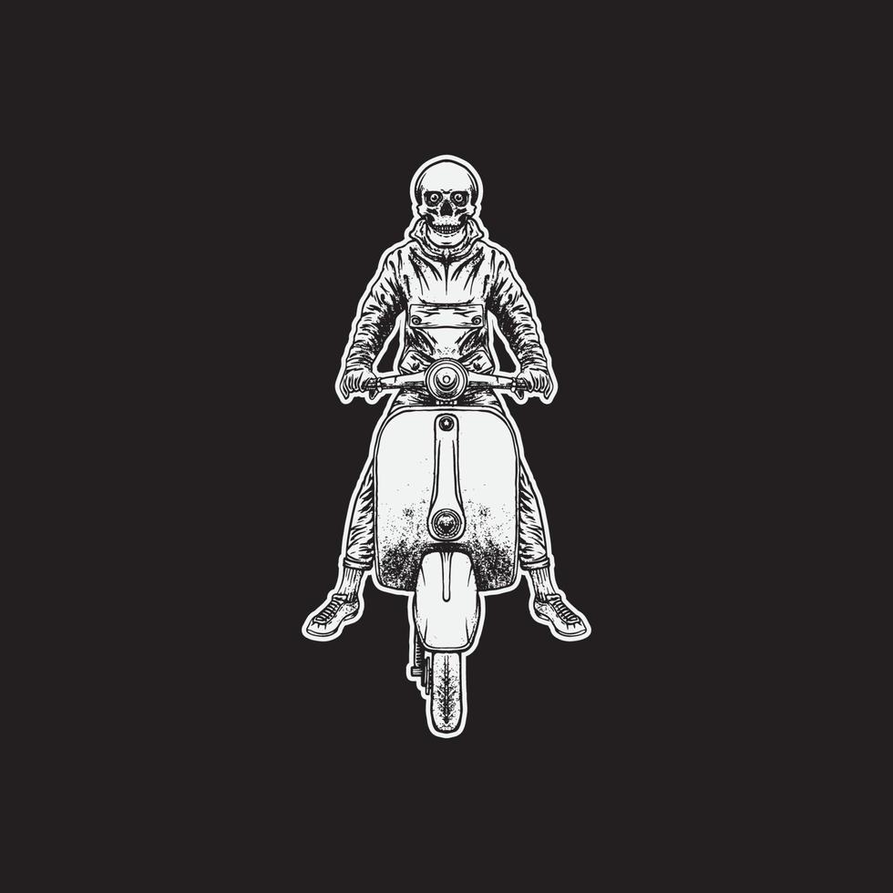 Skull scooter rider. Creative design. vector