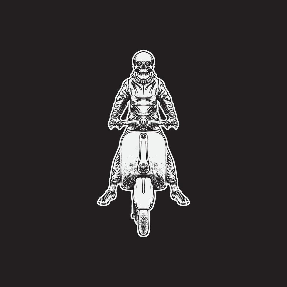 Skull scooter rider. Creative design. vector